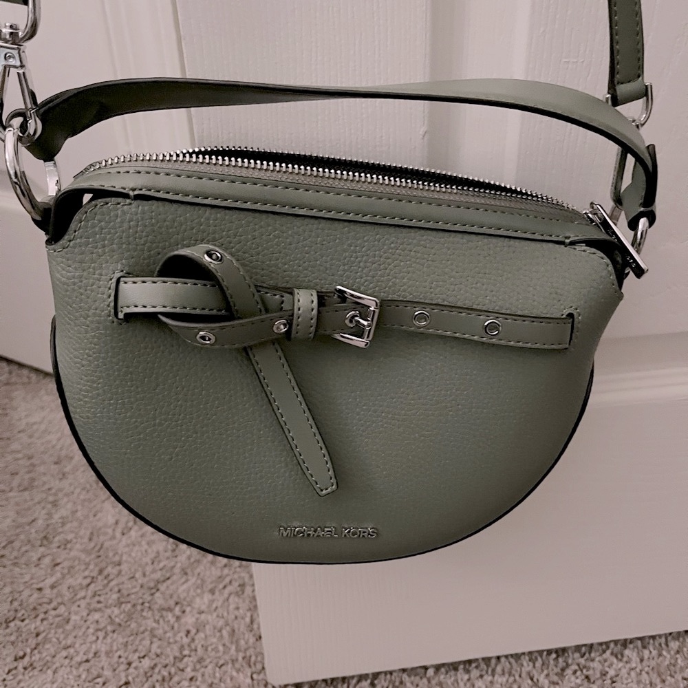 Michael Kors Olive Green Crossbody Saddle Bag